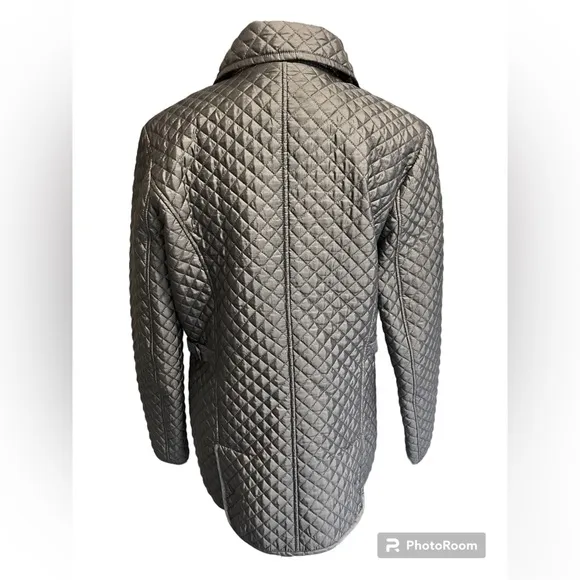 Larry Levine Womens Quilted Waterproof Jacket in Steel Grey Sz M