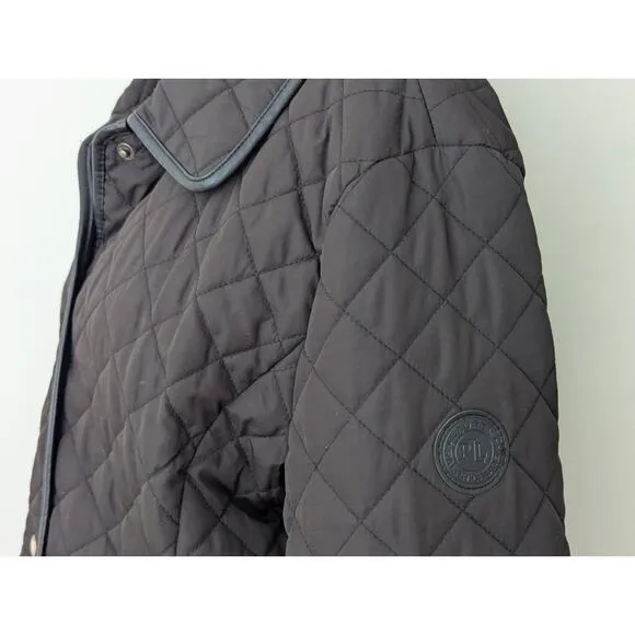 Lauren Ralph Lauren Diamond Quilted Snap Close Chore Utility Jacket Black Sz L