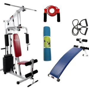 Lifeline Home Gym Setup 002 For Workout At Home Bundles With Resistance Band, Skipping Rope, Yoga Mat and Exercise Curve Bench 5501A || Available on EMI