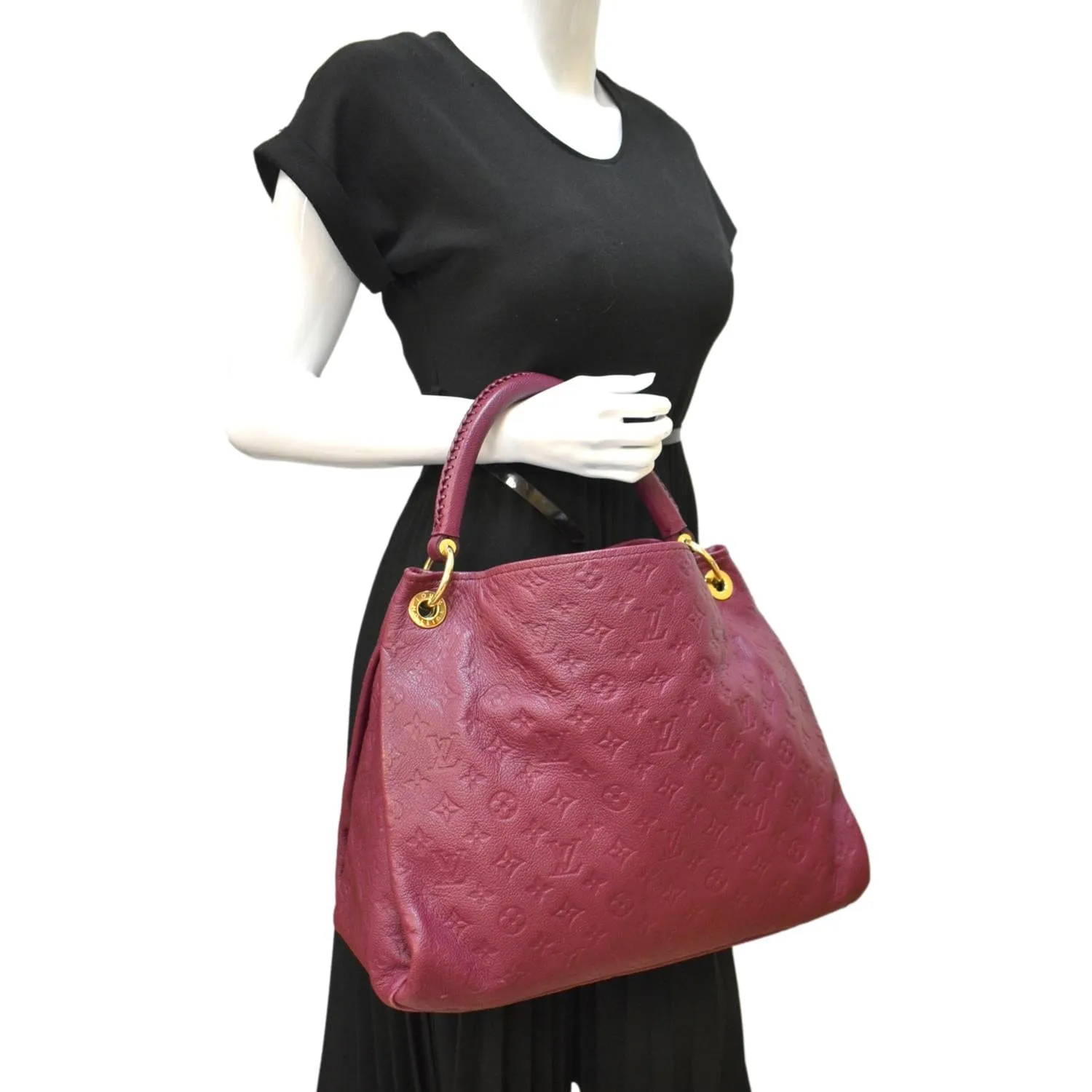 LOUIS VUITTON Artsy MM Empreinte Leather Hobo Bag Plum