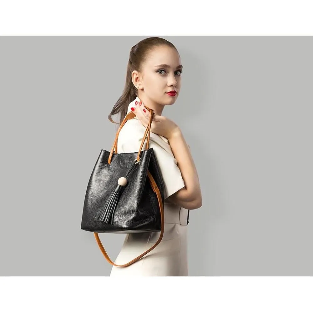<bold>Bucket / Crossbody Bag <br>Genuine-Leather