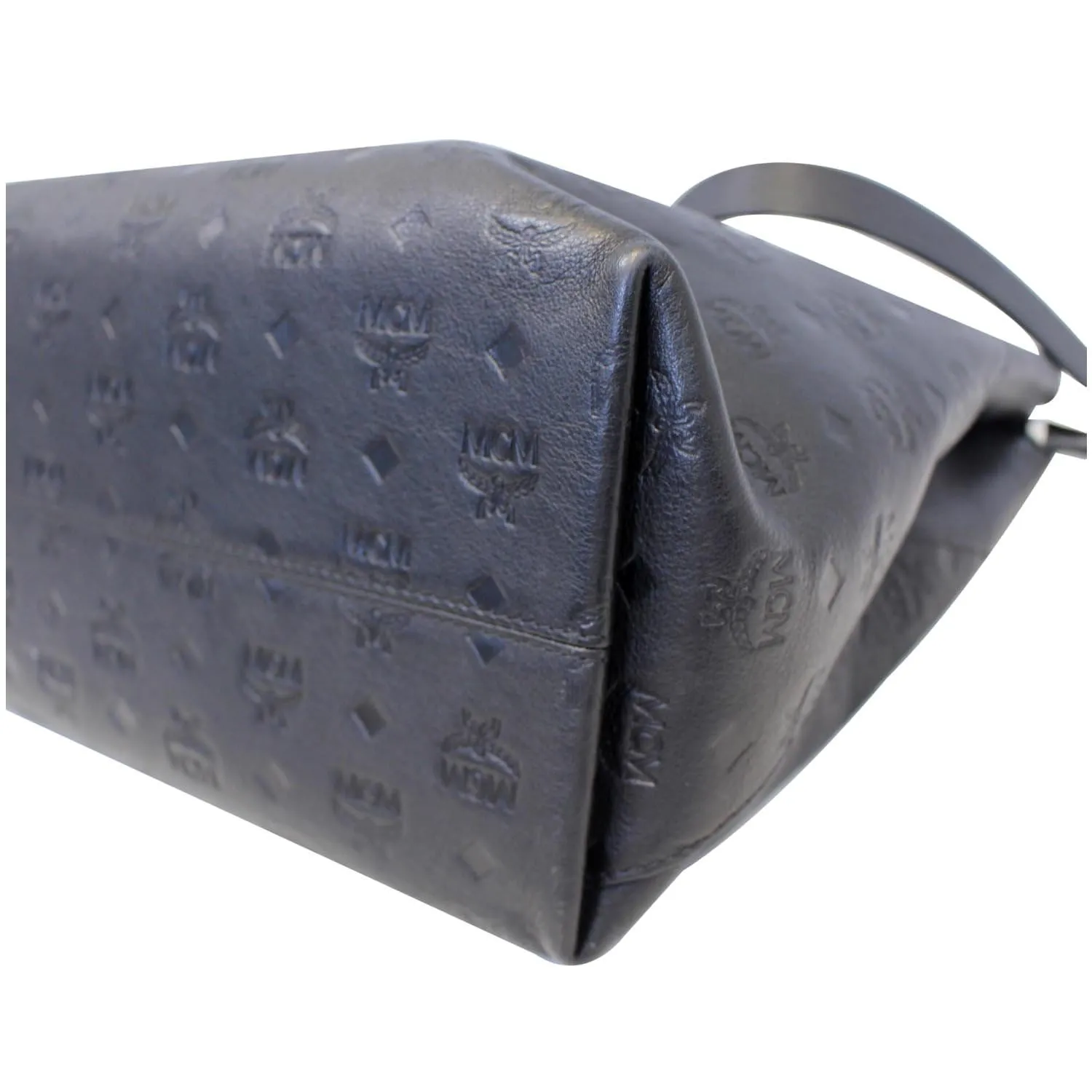 MCM Klara Monogram Leather Hobo Bag Black