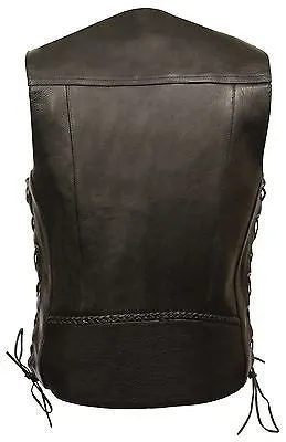 MEN'S MOTORCYCLE BRAIDED BUFFALO NICKLE BUTTONS LACE SIDE VEST