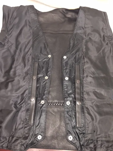 MEN'S MOTORCYCLE BRAIDED BUFFALO NICKLE BUTTONS LACE SIDE VEST