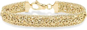 Miabella Italian 18K Gold Over Sterling Silver Byzantine Beaded Mesh Link Chain Bracelet for Women 925 Handmade in Italy