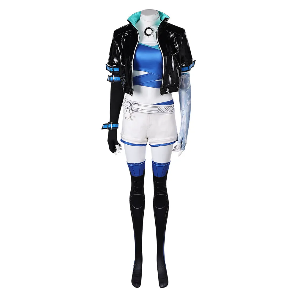 Mv Rivals Luna Snow Cosplay Costume Woman Black Blue Outfits Halloween Carnival Suit