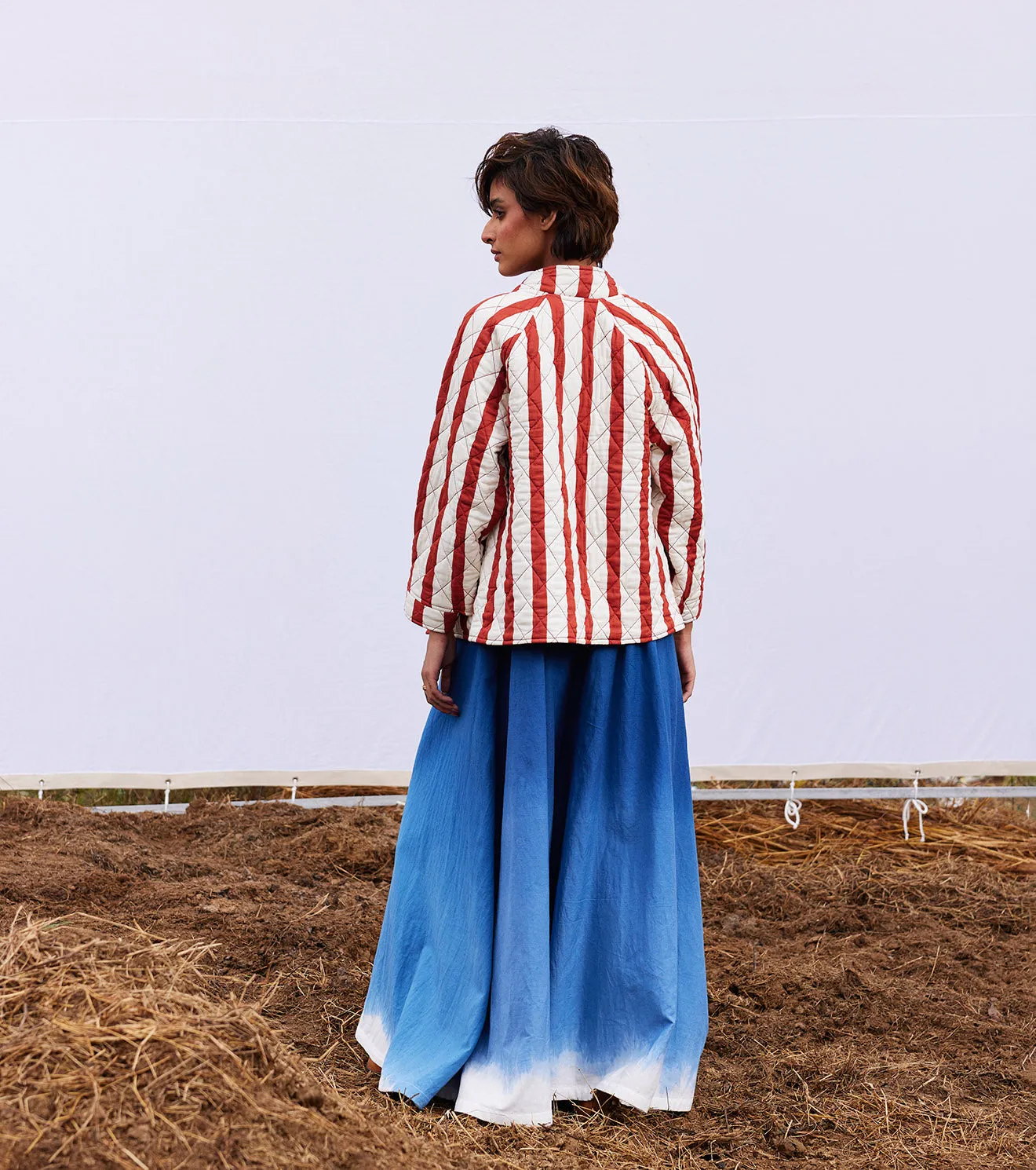 New Season Spring Summer 2025-Jacket-Cotton Mul Carmine Brick red & off white-KW904-Fashion Edit Diana by Khara Kapas