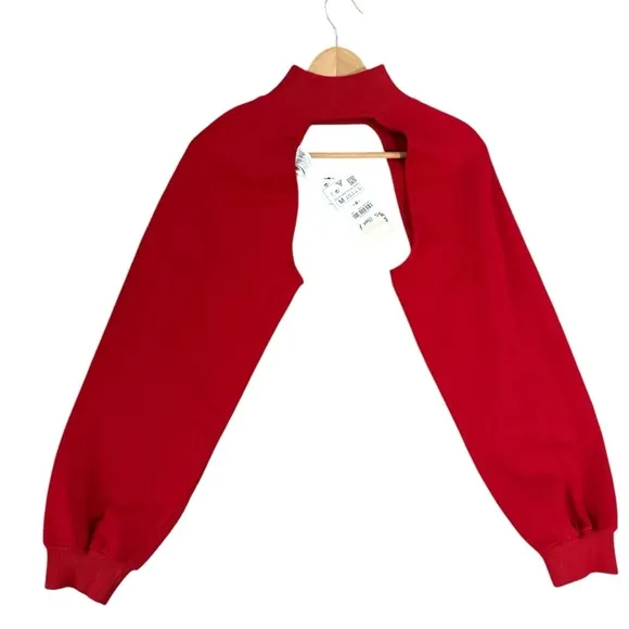 NWT-Zara Red Sweatshirt Shrug Mock Neck - Size M -