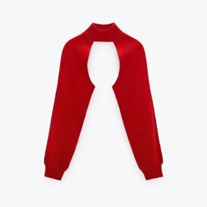 NWT-Zara Red Sweatshirt Shrug Mock Neck - Size M -