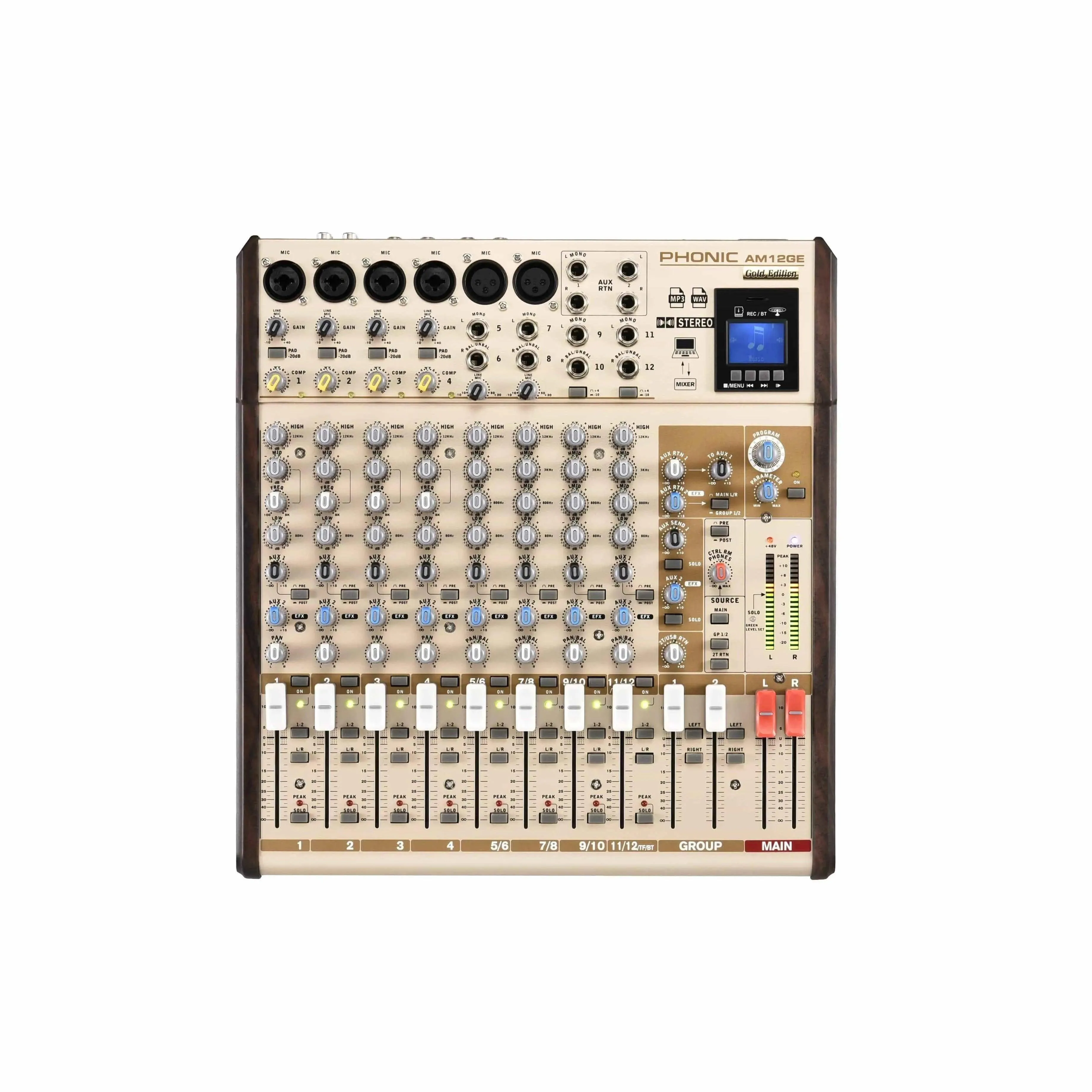Phonic AM12GE Compact Mixer DFX/BT/TF Recorder/USB