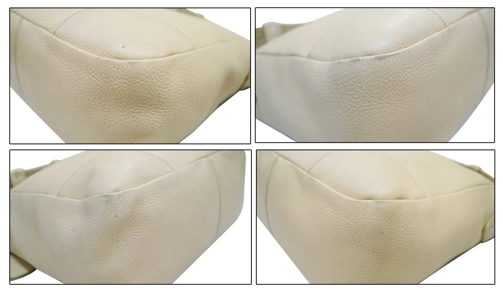 PRADA Cream Leather Daino Hobo Shoulder Bag