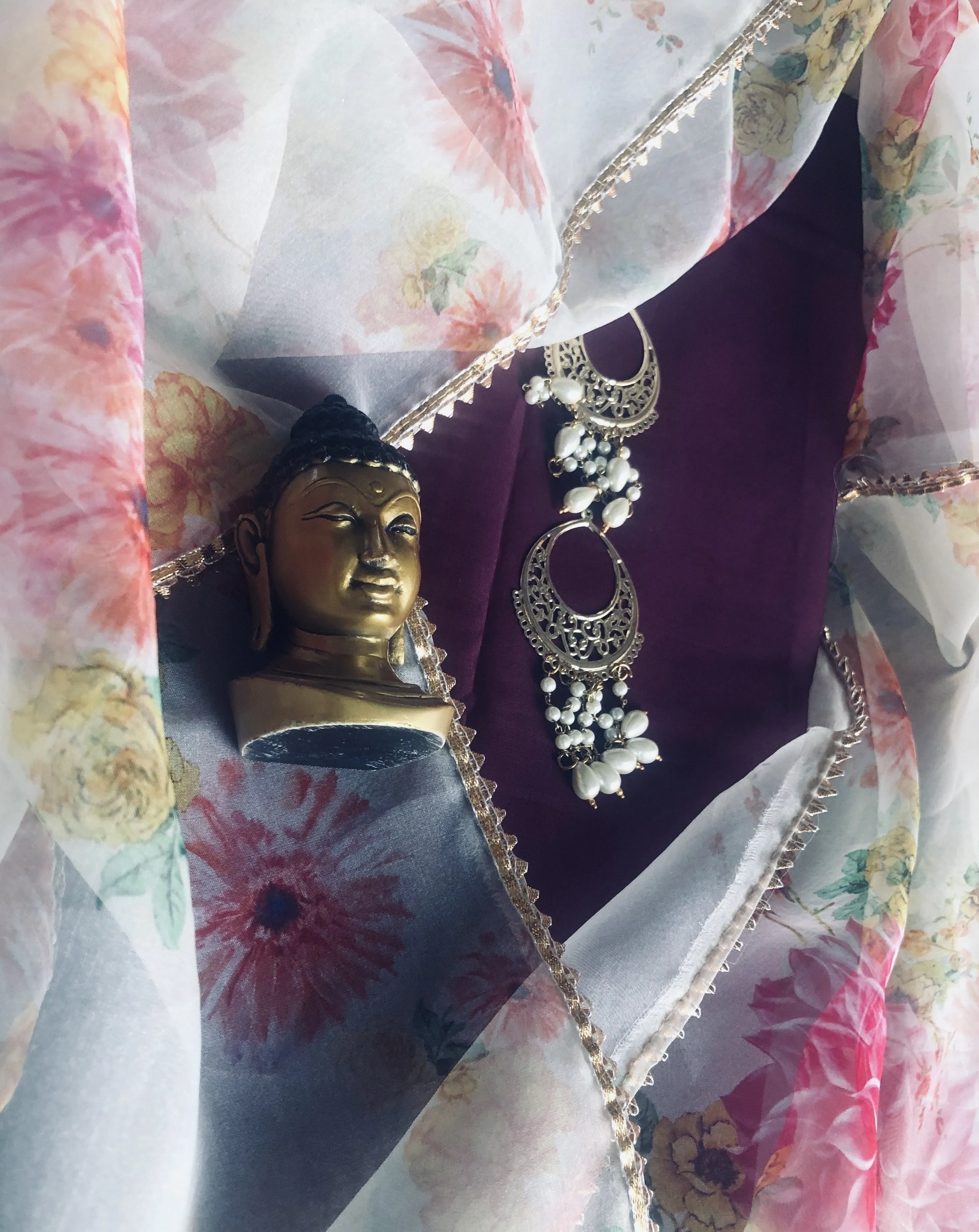 Purple Organza Dupatta Salwar Suit