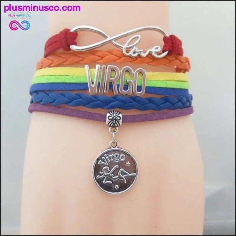 Rainbow Leather Infinity Sign Zodiac Bracelet