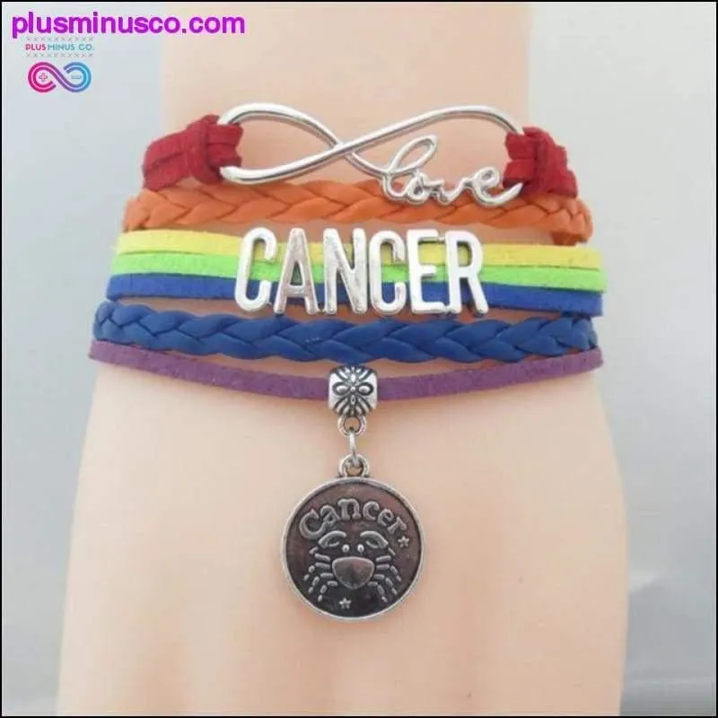 Rainbow Leather Infinity Sign Zodiac Bracelet