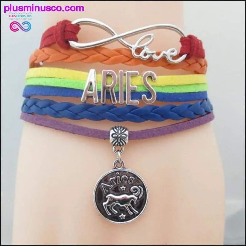 Rainbow Leather Infinity Sign Zodiac Bracelet