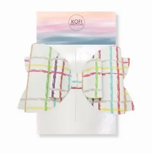 Rainbow Paid Leather Hair Bow