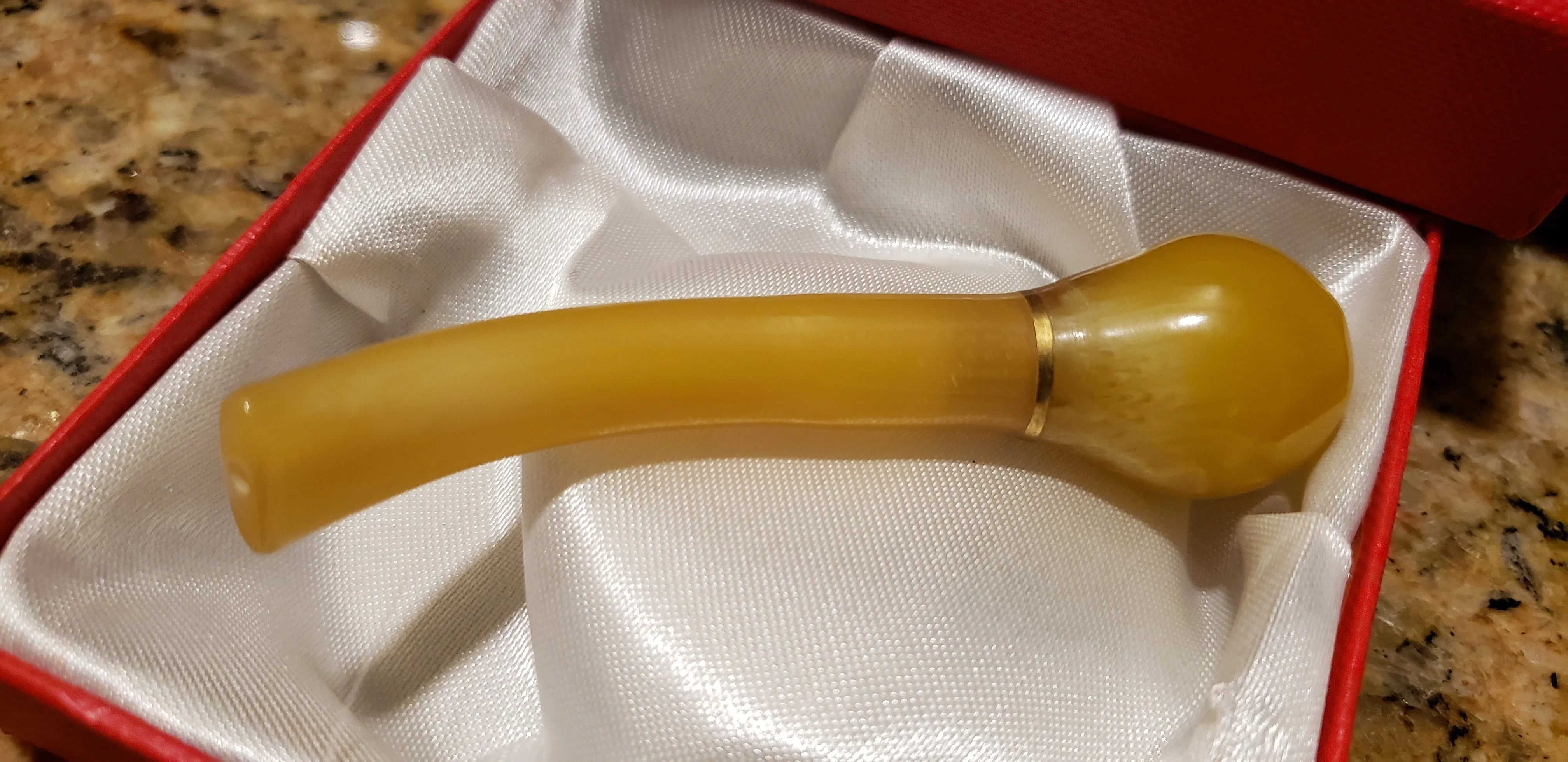 Rare Ancient Chinese Genuine Natural Yellow Jade HandCarved Cigarette Holder Gift A1940