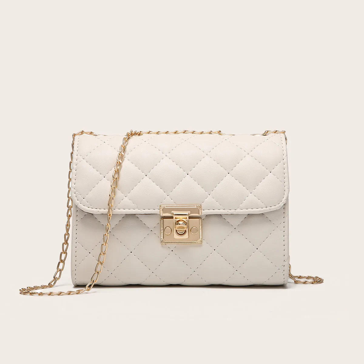 realaiot  Quilted Crossbody Bag, Fashionable Chain Clutch Bag, Shoulder Bag, Square Bag, Satchel Bag