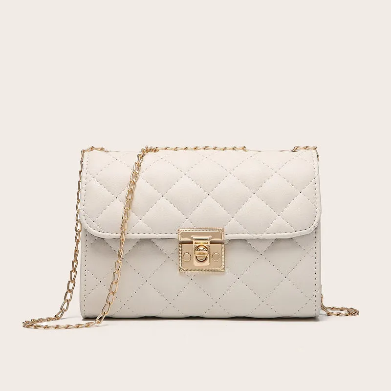 realaiot  Quilted Crossbody Bag, Fashionable Chain Clutch Bag, Shoulder Bag, Square Bag, Satchel Bag
