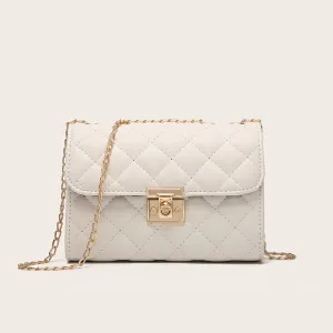 realaiot  Quilted Crossbody Bag, Fashionable Chain Clutch Bag, Shoulder Bag, Square Bag, Satchel Bag
