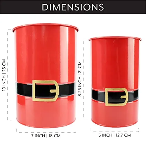 Santa Christmas Greenery Buckets (Red, Case of 8 Sets)