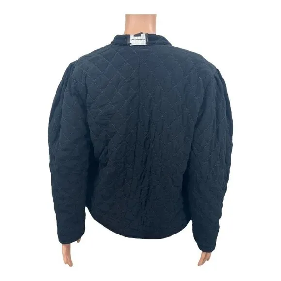 Something Navy Leopard Black Reversible Quilted Jacket NWT