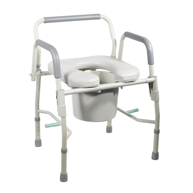 Steel Drop Arm Bedside Commode with Padded Seat and Arms - 1 Each