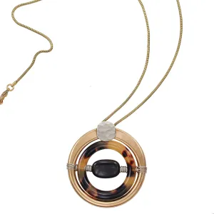 Tortoise Shell Ring and Black Bead  Marjorie Baer Vintage Necklace