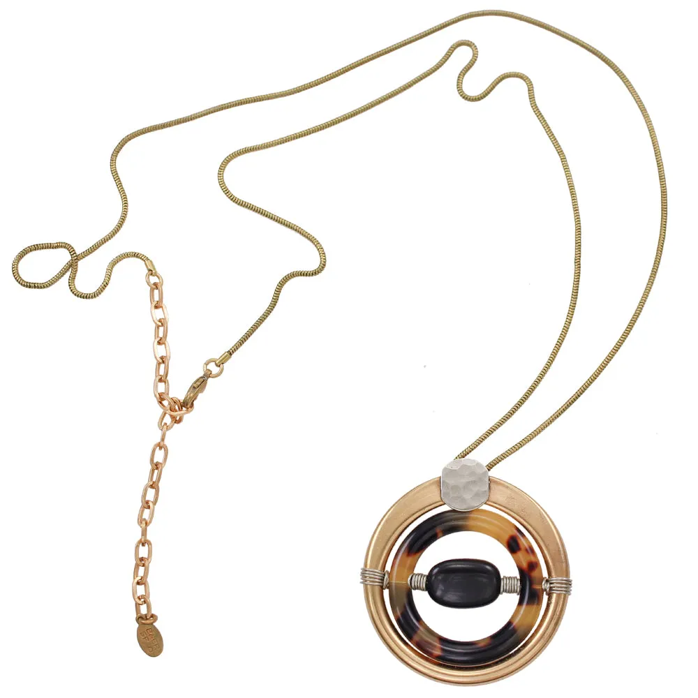 Tortoise Shell Ring and Black Bead  Marjorie Baer Vintage Necklace