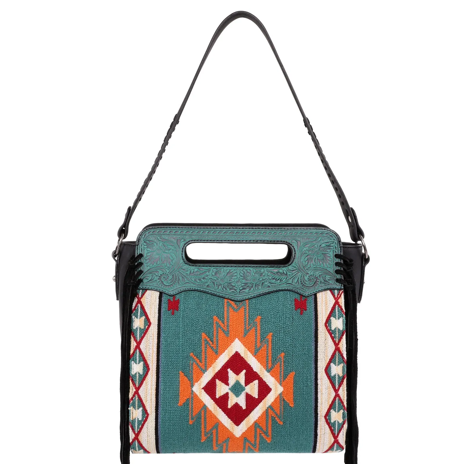 TR145G-918 Trinity Ranch Genuine Leather Aztec Tapestry Collection Concealed Carry Hobo