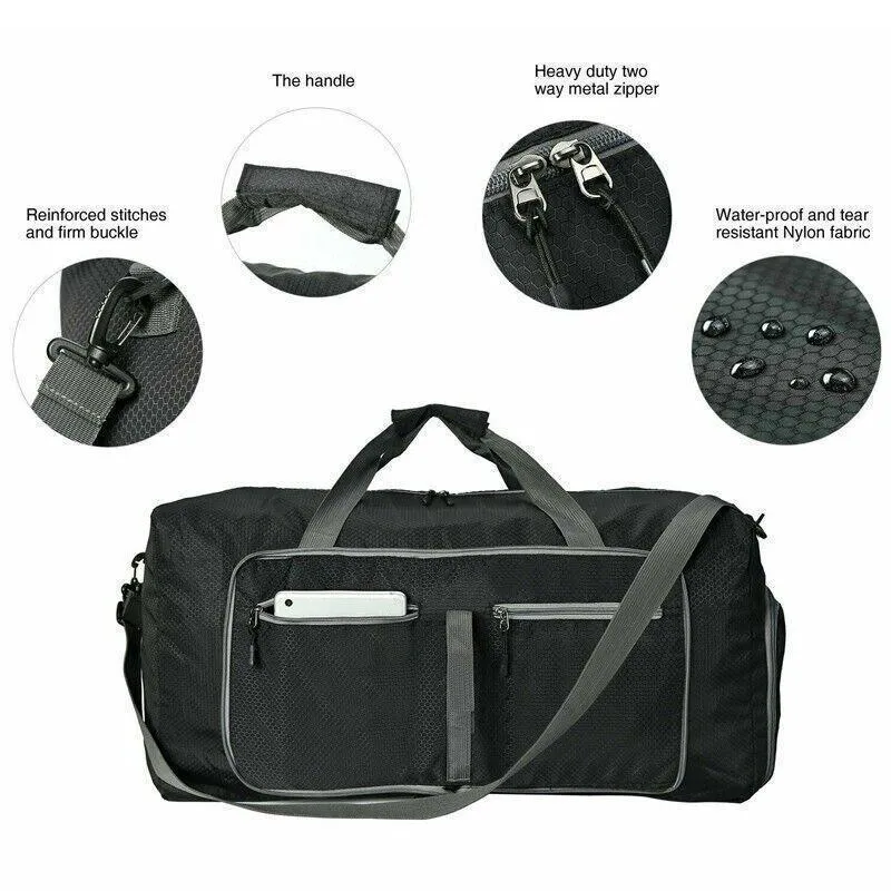 Travel Duffel Bag 1PC 66*28*36cm 66L Black Waterproof