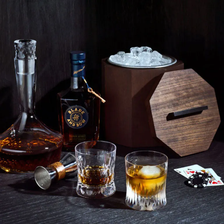 Unique Wooden Ice Bucket in Blackened Cherry