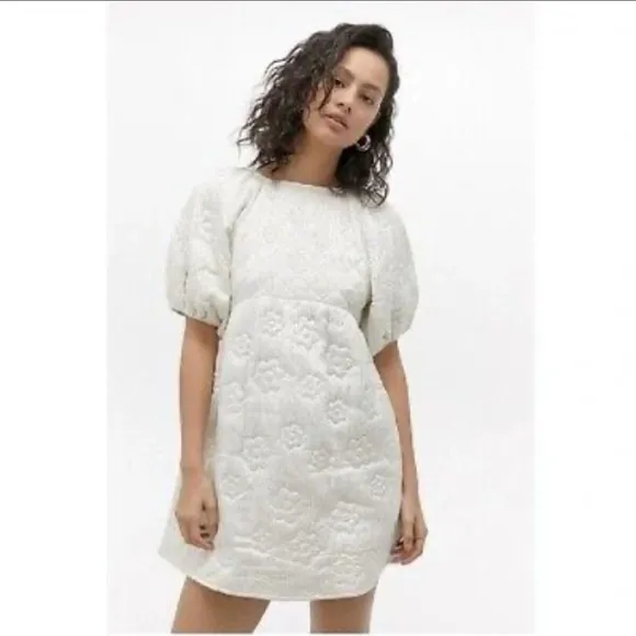 Urban Outfitters NEW Kimchi Blue Astrid Embroidered Babydoll Mini Dress Size XS