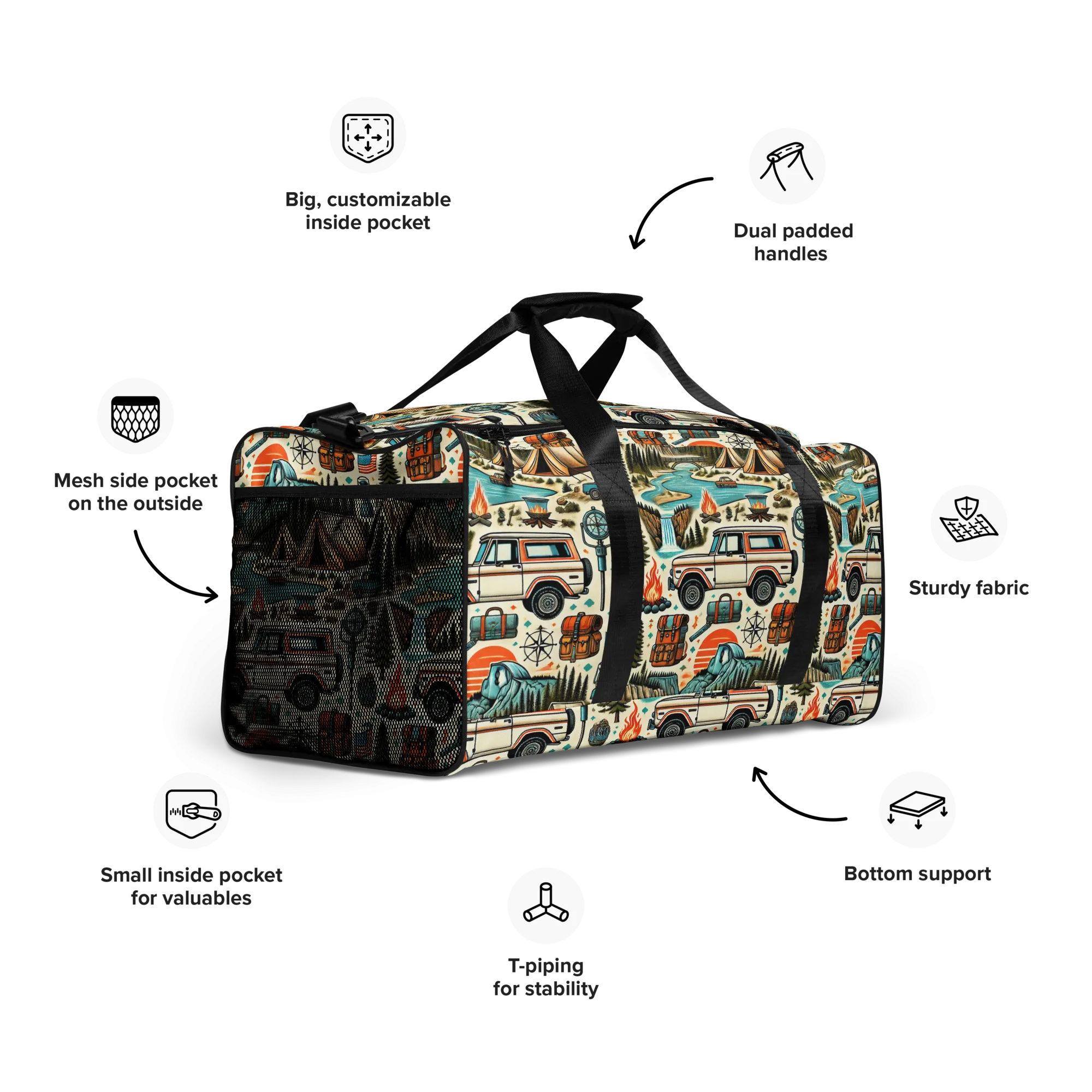 Vintage Bronco Adventure Duffel - Travel & Gym Bag