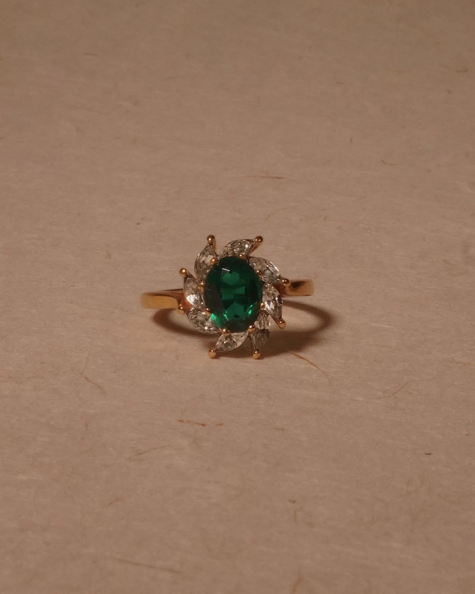Vintage Emerald Oval Cocktail Ring (sz 6.25)