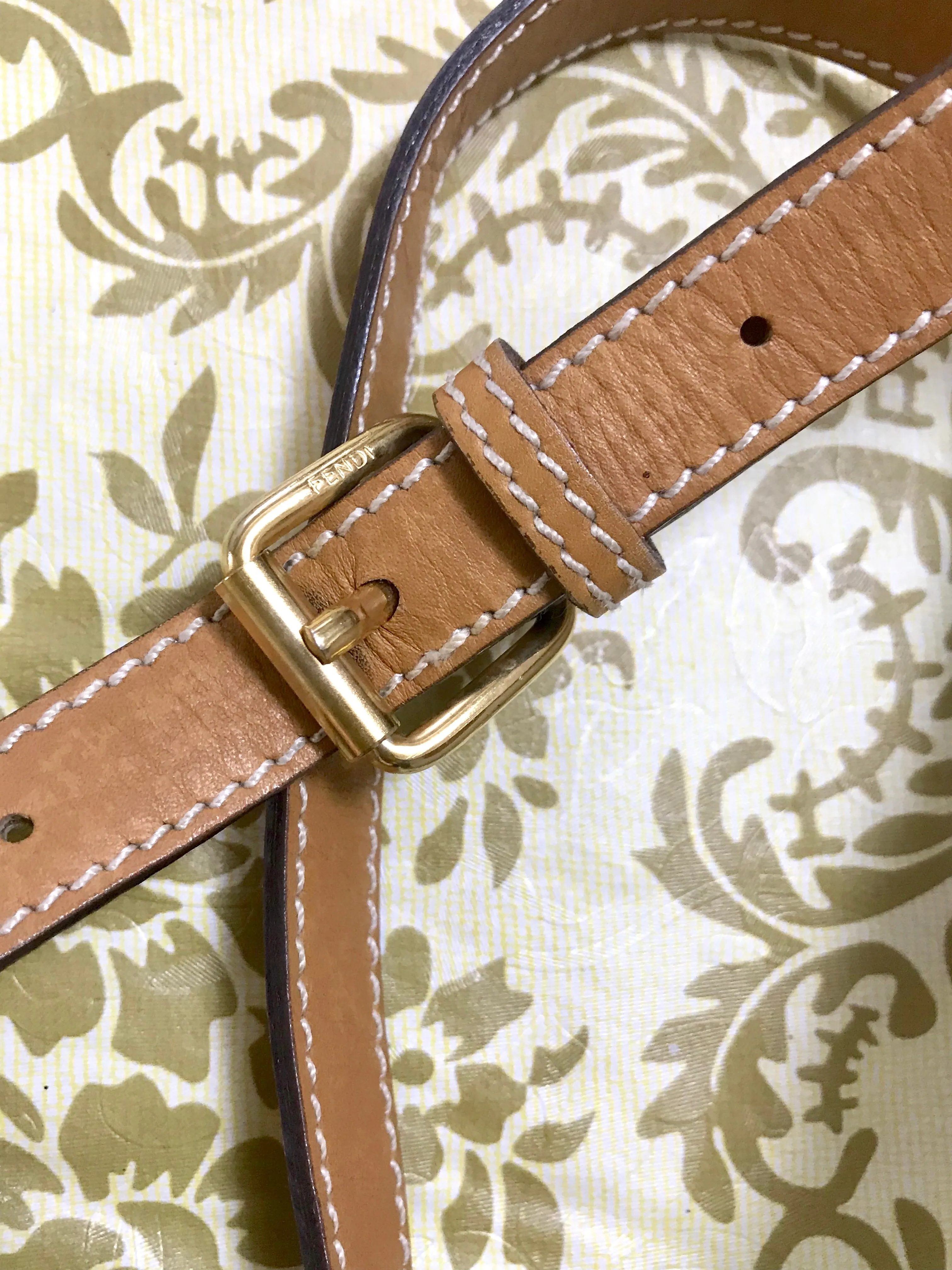 Vintage Fendi white and brown leather shoulder bag. Rare purse back in the era. 060905r2