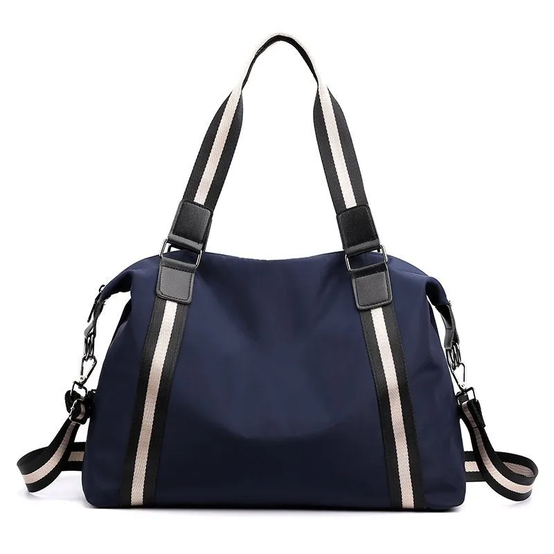 Waterproof Lightweight Stripe Duffel Bag, Weekend Carry On Overnight Bag