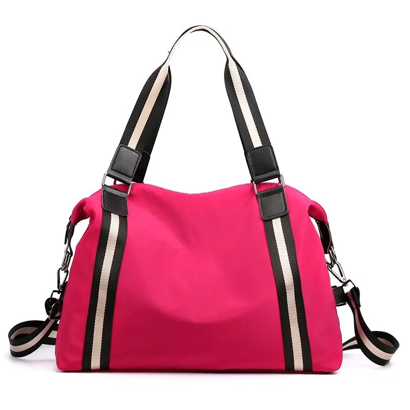 Waterproof Lightweight Stripe Duffel Bag, Weekend Carry On Overnight Bag