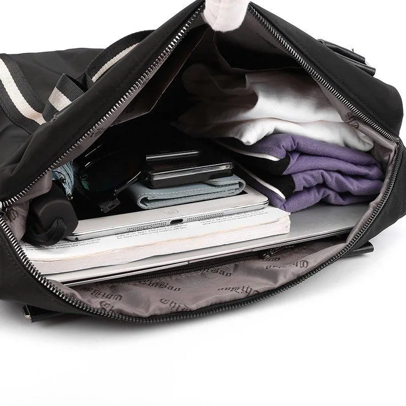 Waterproof Lightweight Stripe Duffel Bag, Weekend Carry On Overnight Bag