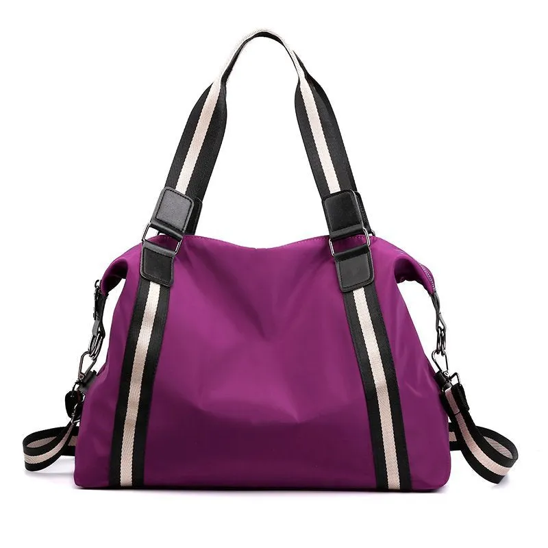 Waterproof Lightweight Stripe Duffel Bag, Weekend Carry On Overnight Bag