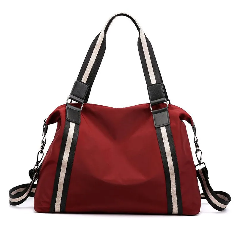 Waterproof Lightweight Stripe Duffel Bag, Weekend Carry On Overnight Bag