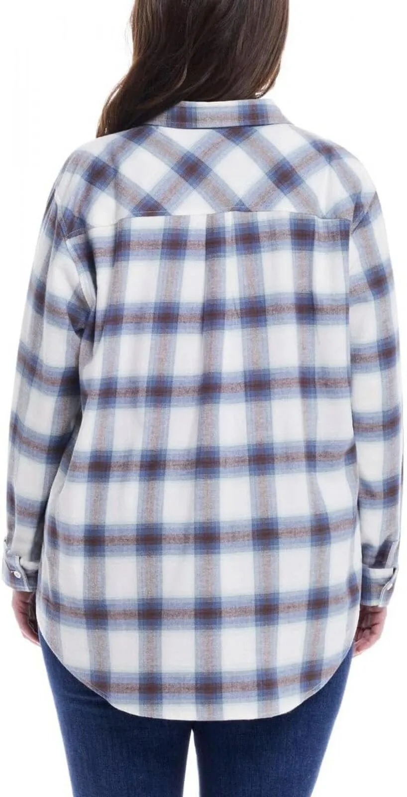 Weatherproof Vintage Long-Sleeve Lightweight Plaid Flannel Shirt Blue L