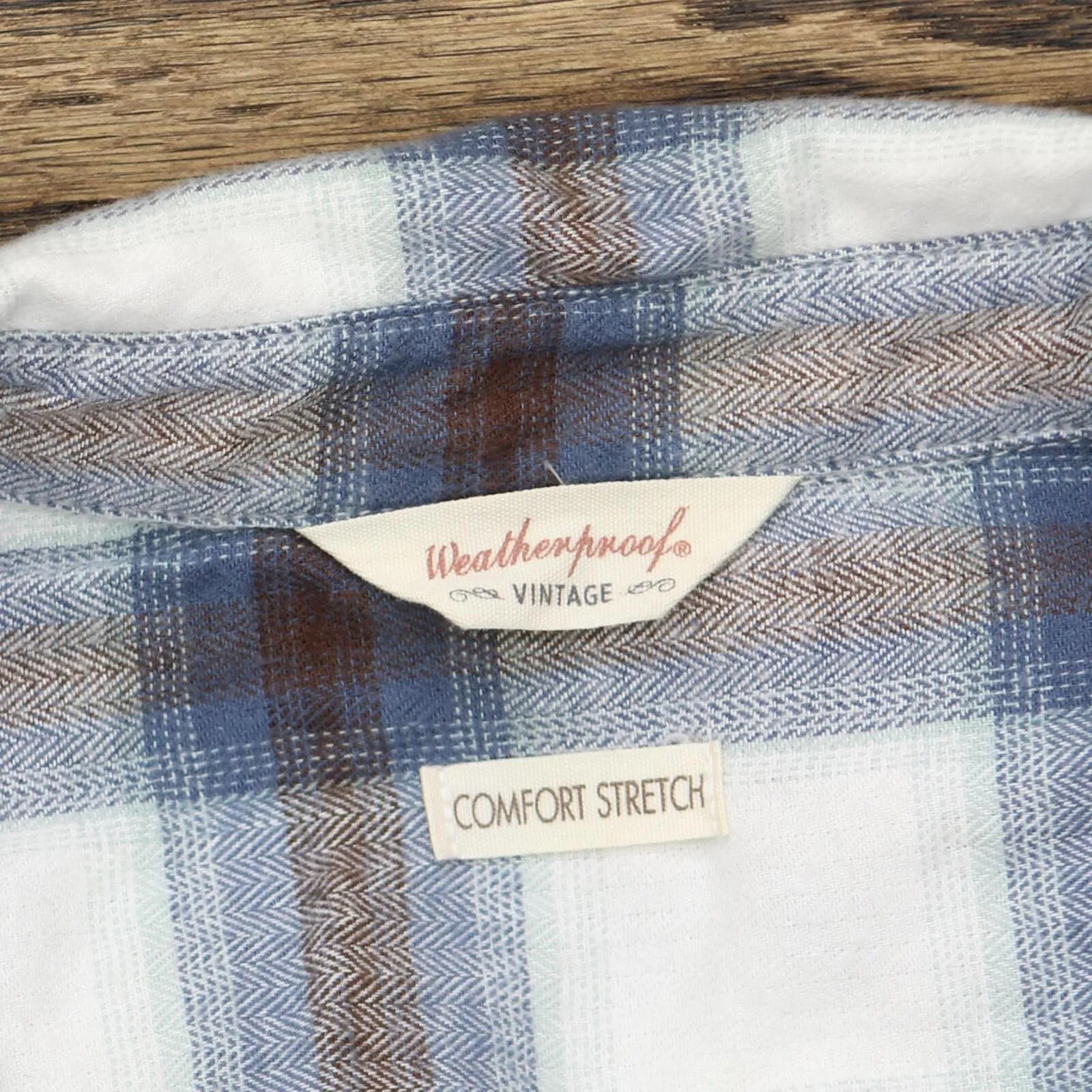 Weatherproof Vintage Long-Sleeve Lightweight Plaid Flannel Shirt Blue L
