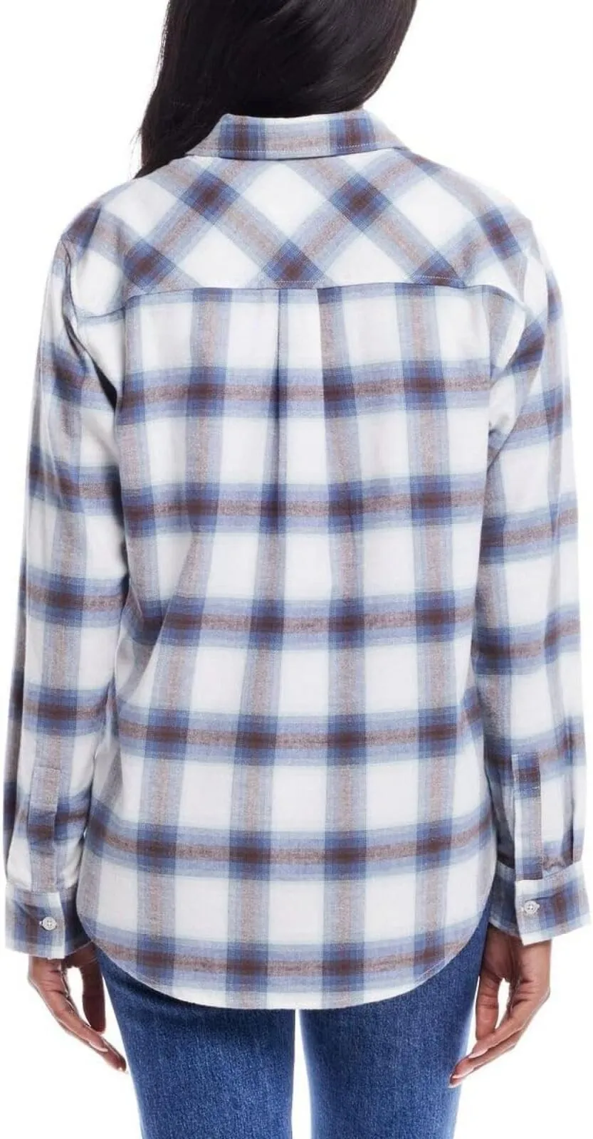 Weatherproof Vintage Long-Sleeve Lightweight Plaid Flannel Shirt Blue L