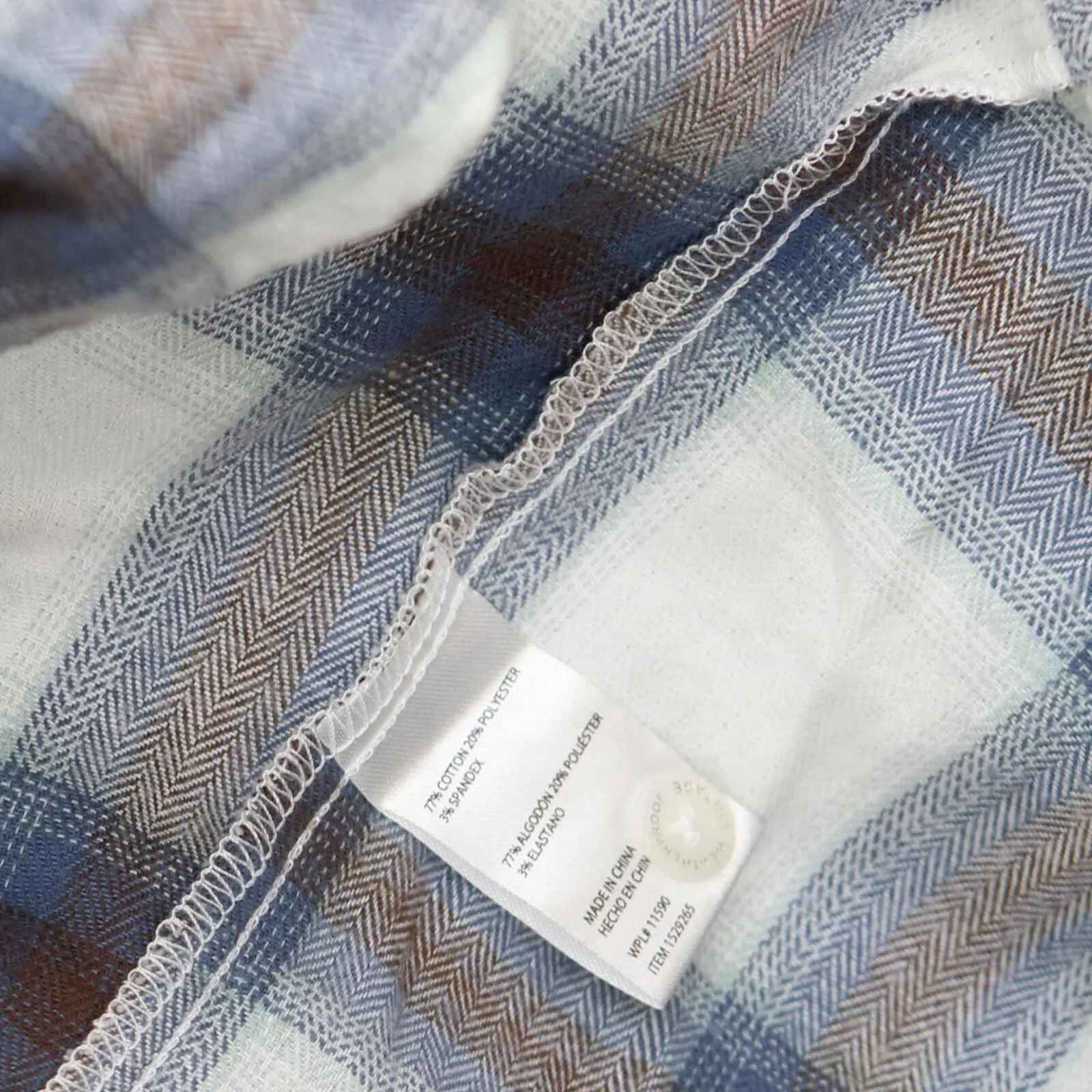 Weatherproof Vintage Long-Sleeve Lightweight Plaid Flannel Shirt Blue L