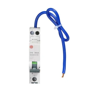Wylex NHXS1C16 16A 30mA SP N C Curve 6kA Type A Compact RCBO