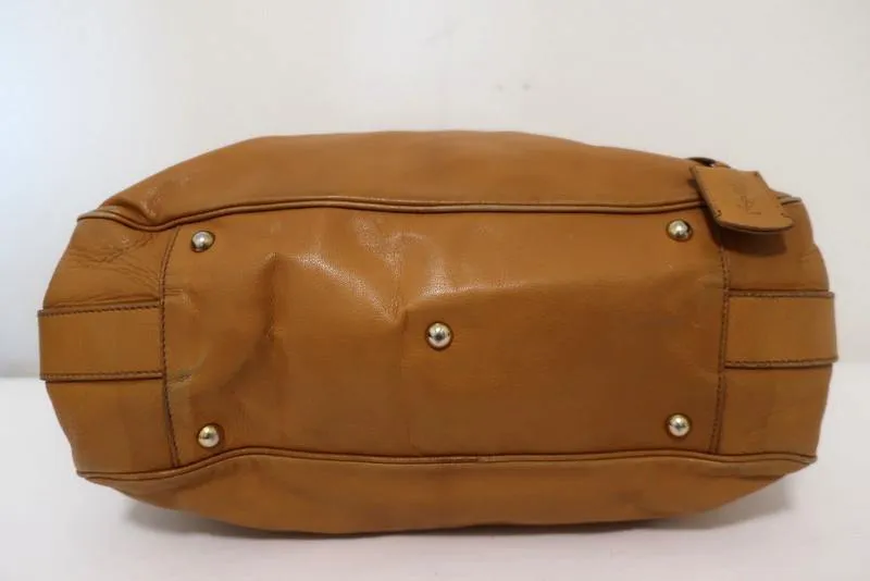 Yves Saint Laurent Muse Messenger Bag Camel Leather Large Tote Shoulder Bag